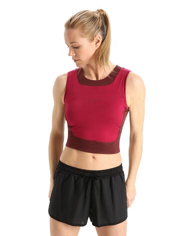 Cherry / Espresso Icebreaker ZoneKnit™ Merino Cropped Bra-Tank Women's T Shirts | AU 1573EBCX